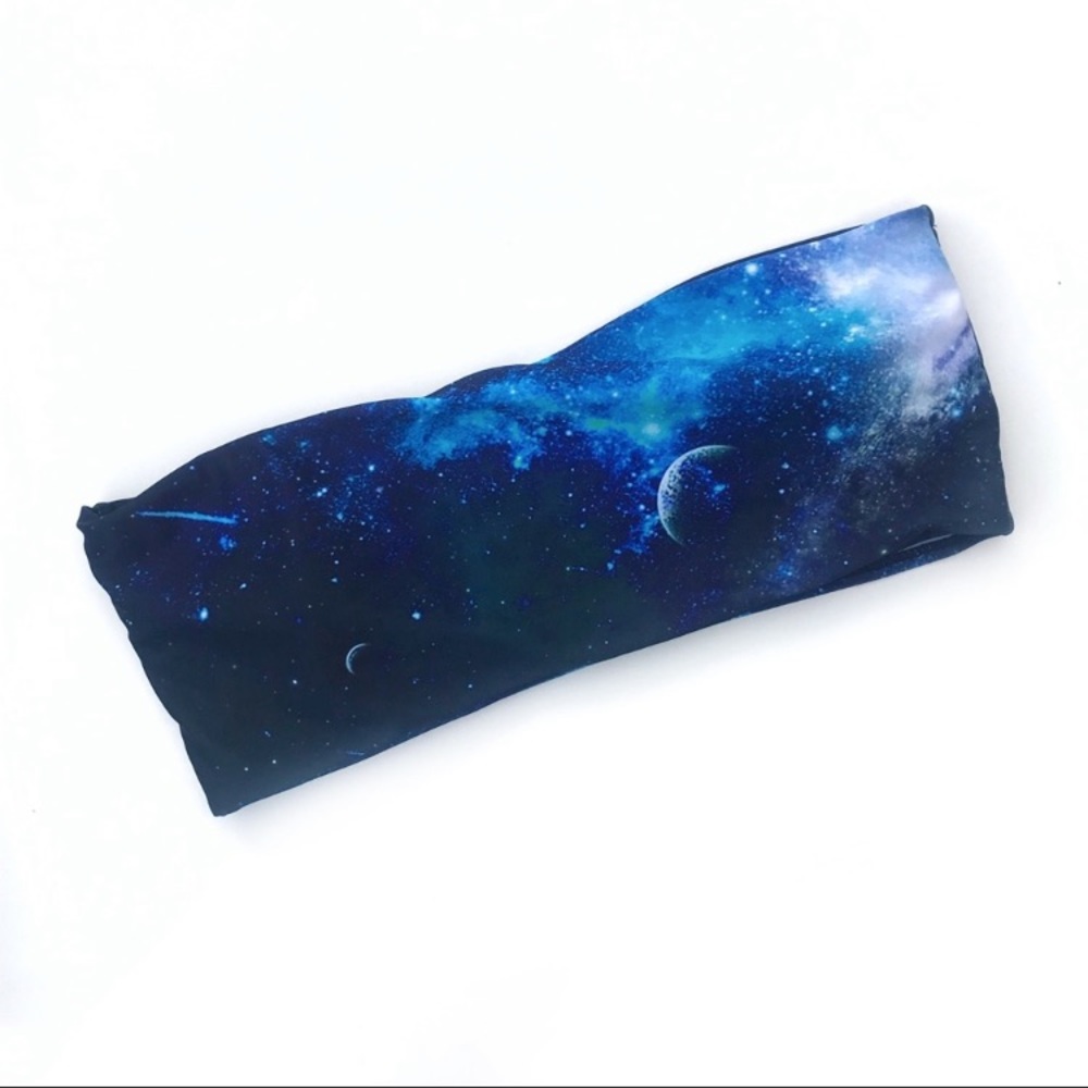 Galaxy space print bandeau strapless bikini top